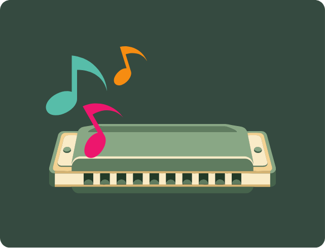 Noten op een C-mondharmonica