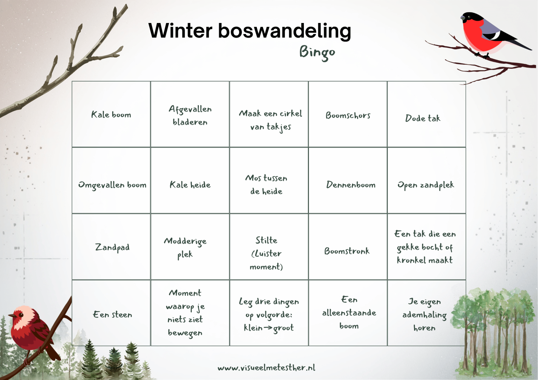 winter bosbingo