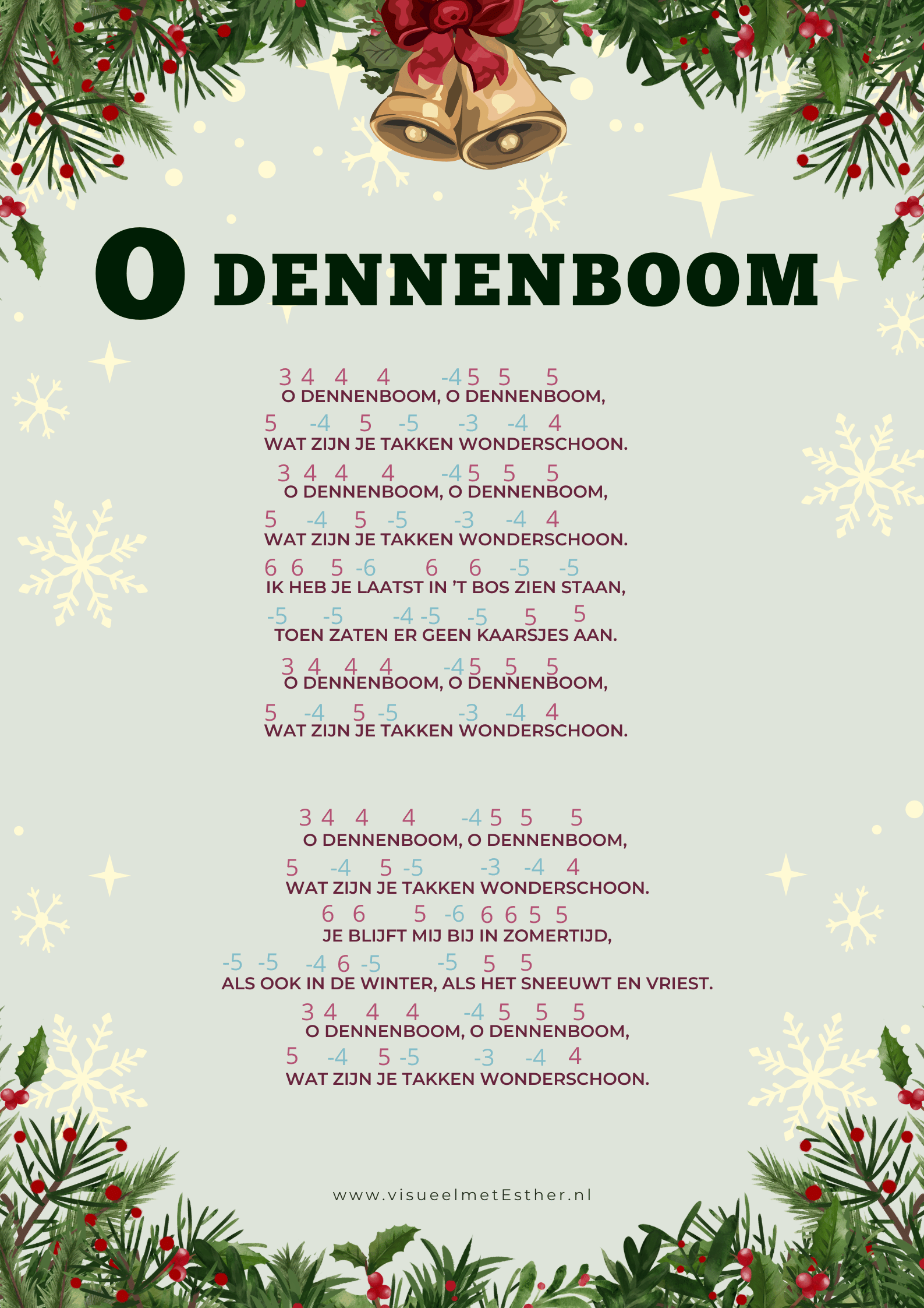 O dennenboom met mondharmonicatabs en Nederlandse songtekst
